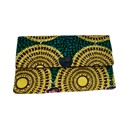 Ankara Clutch Purse Green/Gold