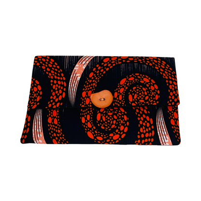 Ankara Clutch Purse Peach/Black