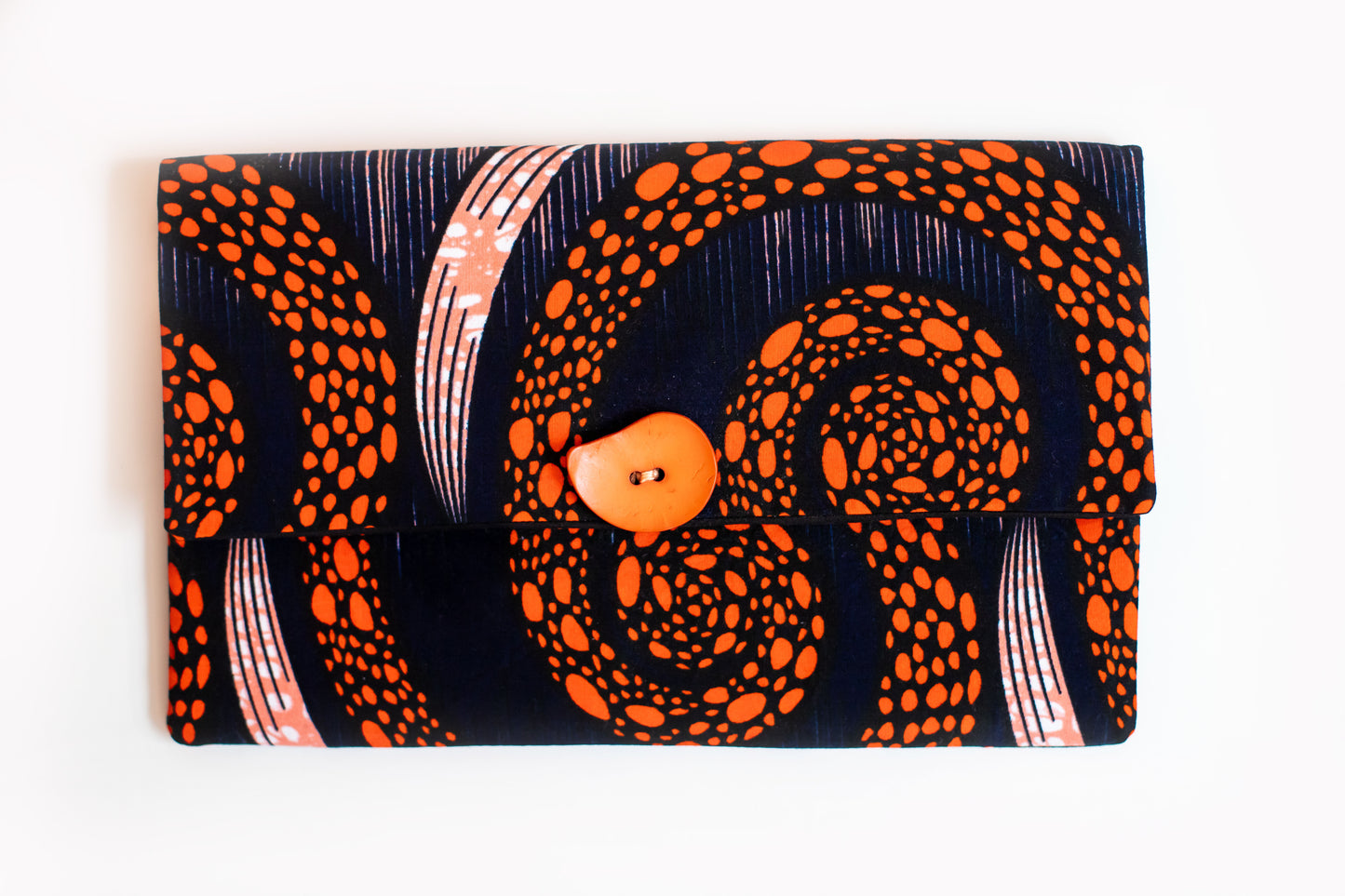 Ankara Clutch Purse Peach/Black