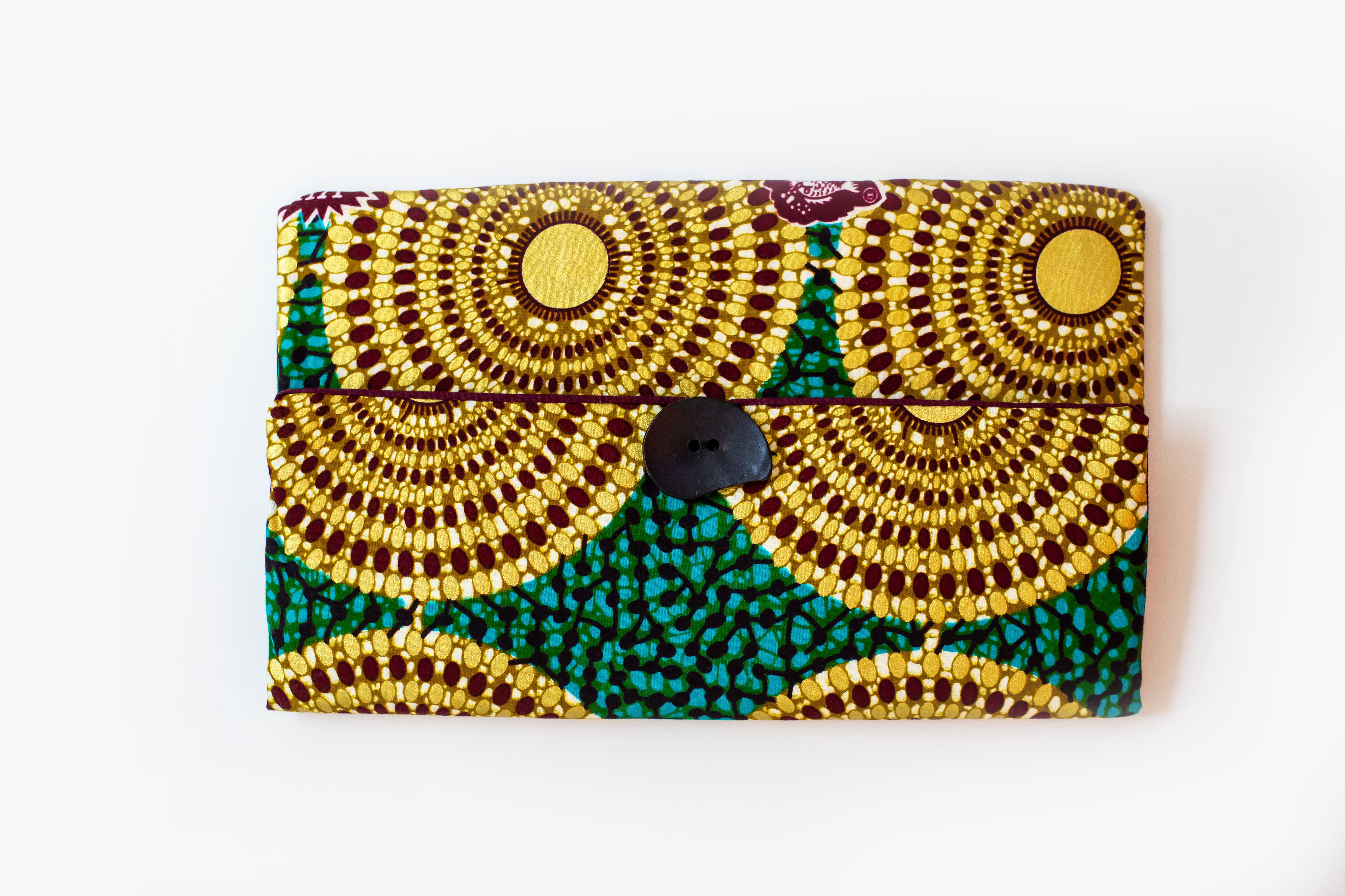 Ankara Clutch Purse Green Gold